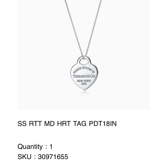 Tiffany Sterling Silver Heart Pendant Medium - Picture 3 of 9